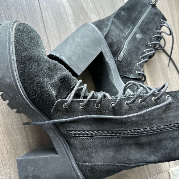 Like new Free People Black Lace Up Boots with Chunky Design Leather Upper - Picture 9 of 13
